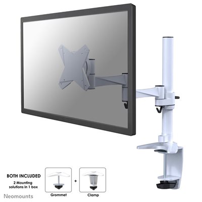 Neomounts 10-30" Monitor Desk Mount, näyttövarsi pöydälle, valkoinen
