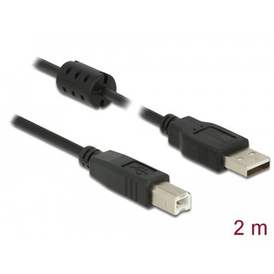 DeLock 2.0 USB-A - USB-B -kaapeli, 2m, musta