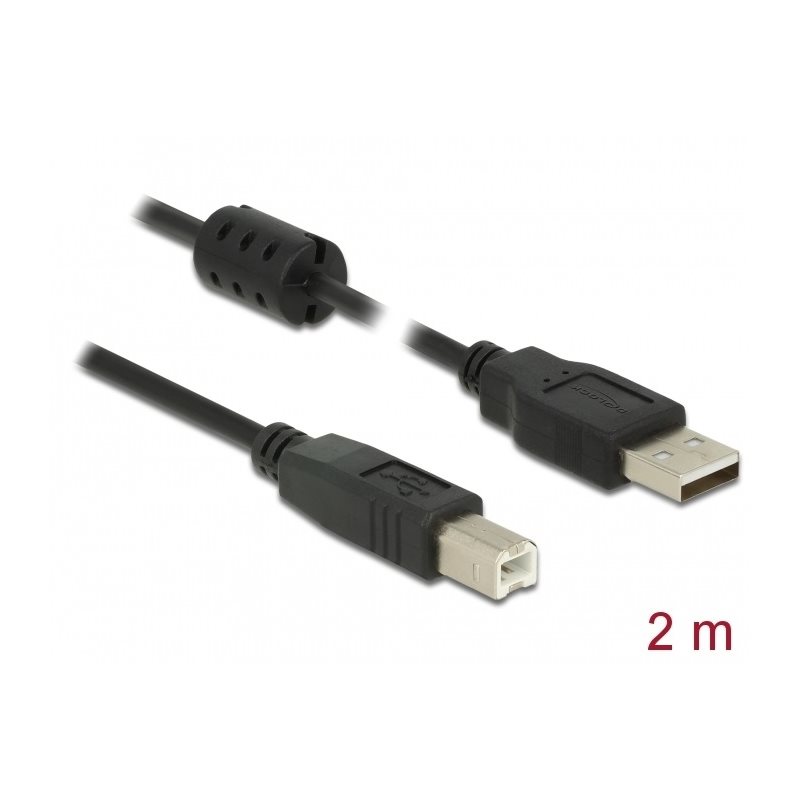 DeLock 2.0 USB-A - USB-B -kaapeli, 2m, musta