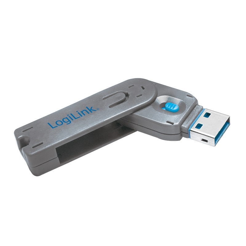 Logilink USB-A-portin lukkosarja, 1x avain, 1x lukko, sininen/hopea