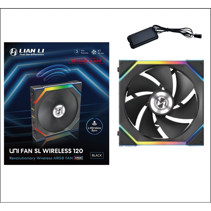 Lian Li UNI FAN SL Wireless Reverse Blade, 120mm ARGB PWM -laitetuuletin, musta