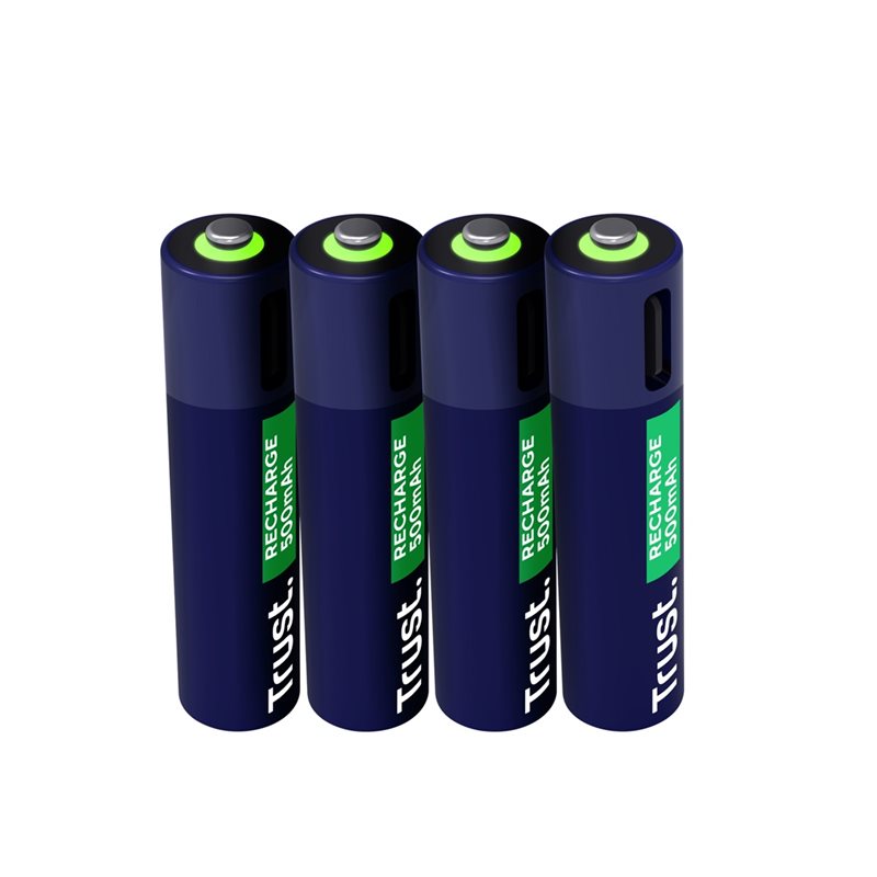 TRUST USB-C-ladattava AAA -akkuparisto, 500mAh, 4kpl