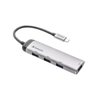 Verbatim 4-porttinen 3.2 Gen1 USB-C -hubi, hopea