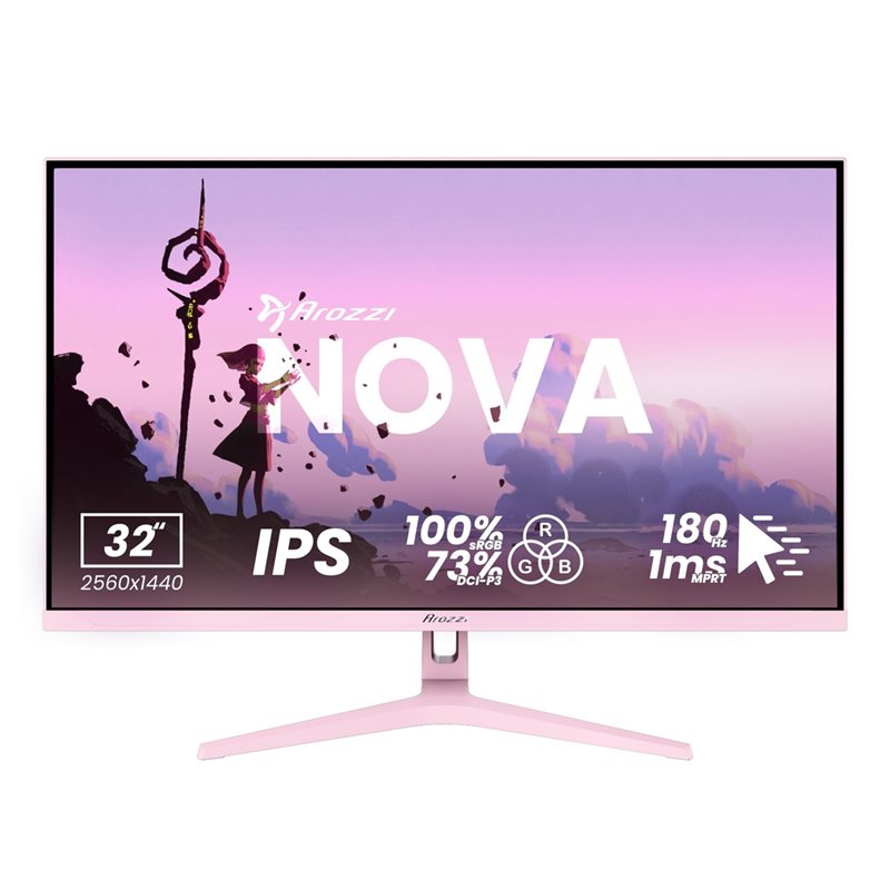 Arozzi 32" Nova IPS, 180Hz (OC) QHD -pelimonitori, pinkki