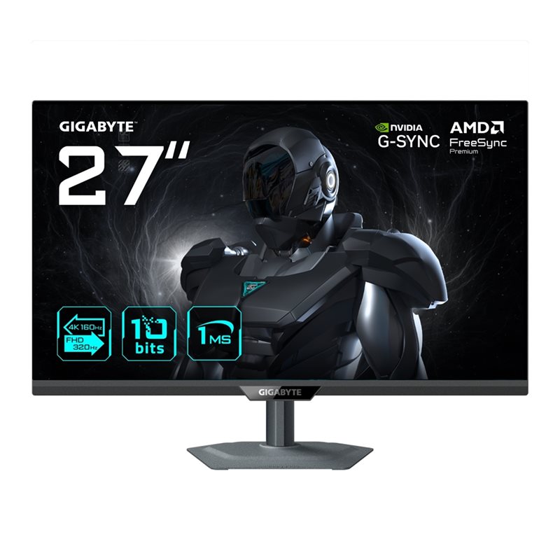 Gigabyte 27" G27UP, 160Hz 4K Dual-Resolution -pelimonitori, musta