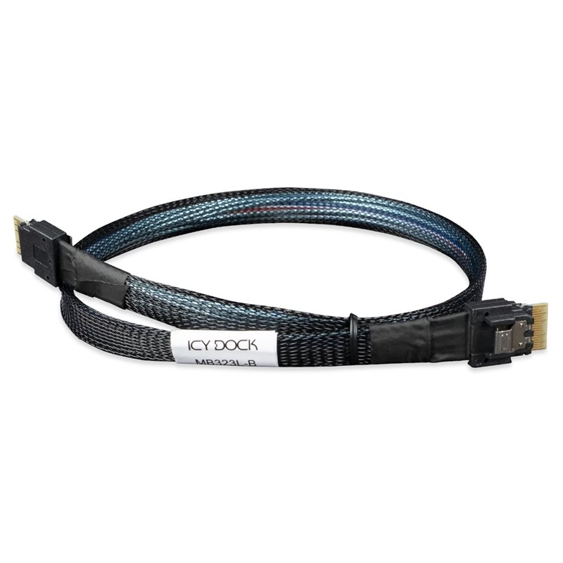 ICY DOCK SlimSAS 4i SFF-8654 -> SlimSAS 4i SFF-8654 -kaapeli, 0,5m, musta