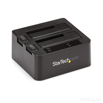 StarTech.com Kaksipaikkainen USB 3.2 Gen2 kiintolevytelakointiasema, 2.5"/3.5" SSD/HDD, musta