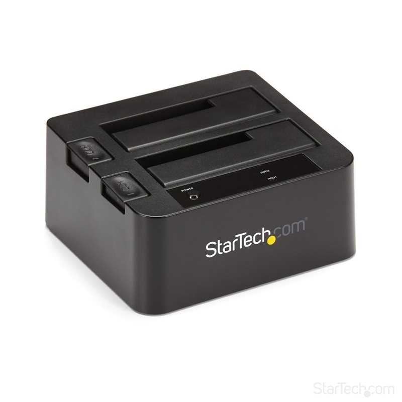 StarTech.com Kaksipaikkainen USB 3.2 Gen2 kiintolevytelakointiasema, 2.5"/3.5" SSD/HDD, musta