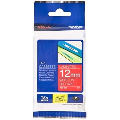 Brother TZE435 12 WHITE ON RED