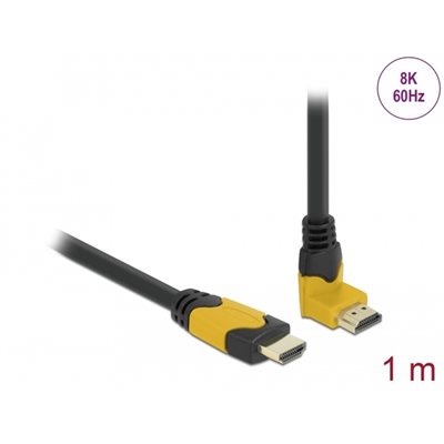 DeLock 2.1 HDMI -näyttökaapeli, suora -> 90° ylöspäin, 1m, musta
