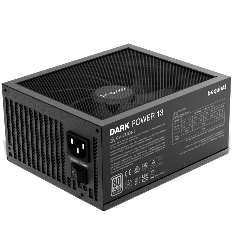 be quiet! 850W Dark Power 13, ATX-virtalähde, PCIe 5.0, 80 Plus Titanium, musta