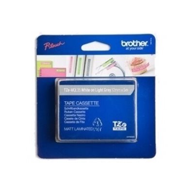 Brother TZEMQL35 12 WHITE ON GRAY MATT