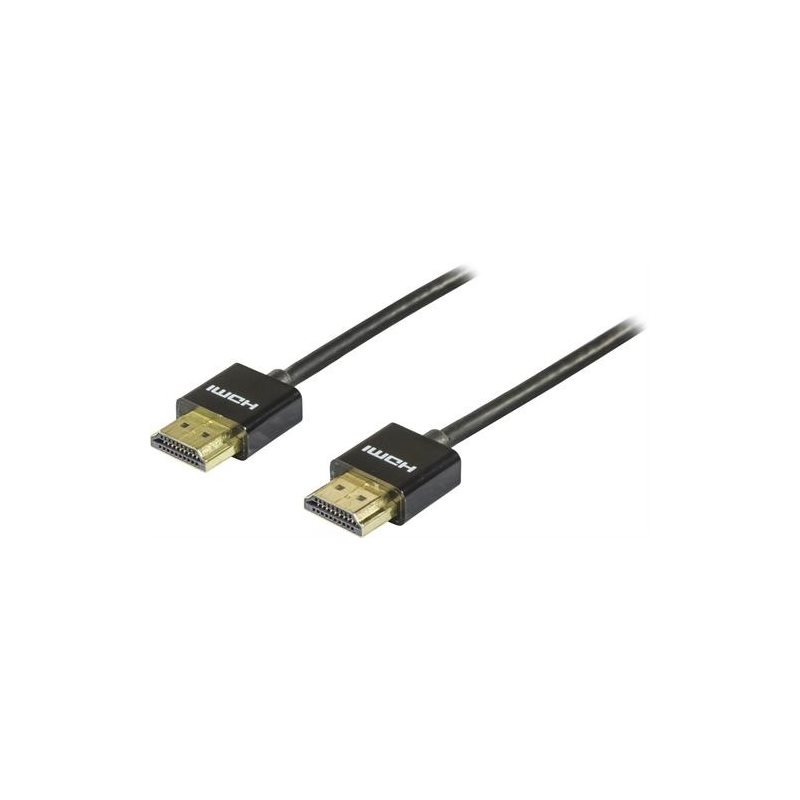 Deltaco 1.4 HDMI -näyttökaapeli, ohut, 0,5m, musta