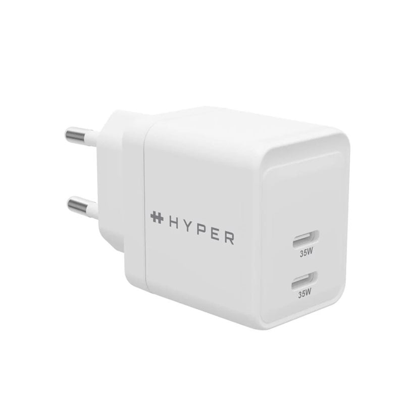 Targus 35W HyperJuice GaN-verkkovirtalaturi, 2x USB-C PD3.0, valkoinen