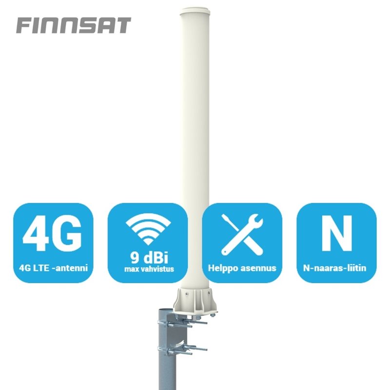 FinnSat 3G/4G/GSM -paaluantenni, 360 astetta, valkoinen