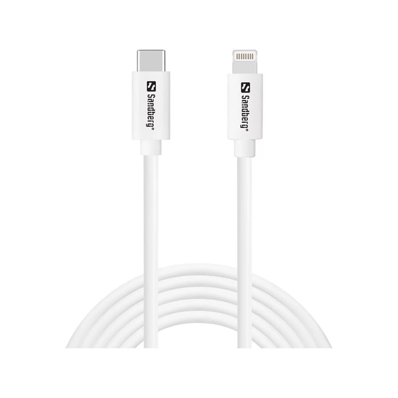 Sandberg USB-C - Lightning -kaapeli, 1m, valkoinen