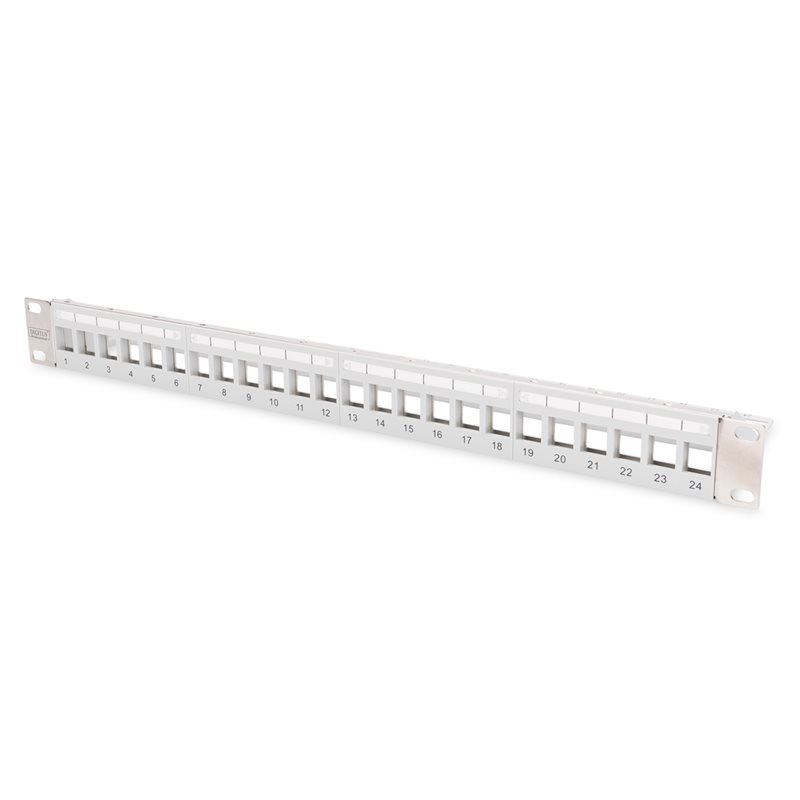 Digitus 19" Modular Patch Panel Transparent Label Field, 24-porttinen kytkentäpaneeli, harmaa