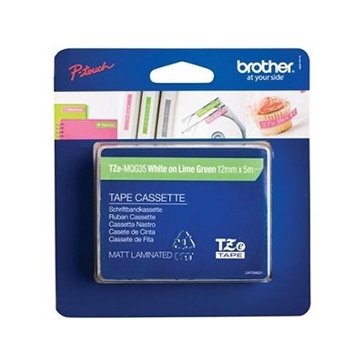 Brother TZEMQG35 12 WHITE ON LIME MATT