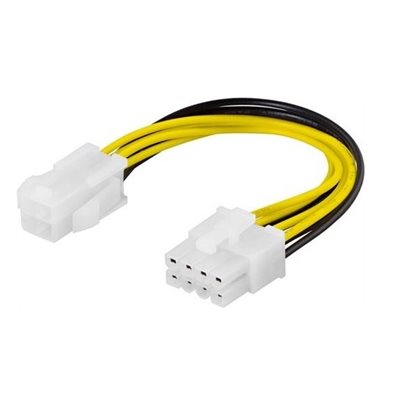 Deltaco 4-pin ATX12V - 8-pin EPS12V -adapterikaapeli, 10 cm