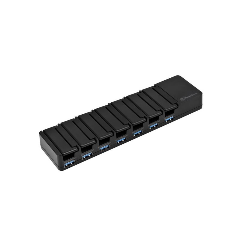 SilverStone UC03-PRO, 7-porttinen USB-data/latausasema, musta
