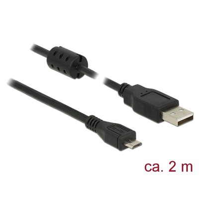 DeLock 2.0 USB-A - Micro-USB -kaapeli, 2m, musta