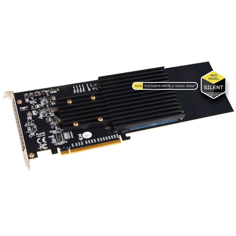 Sonnet M.2 4x4 PCIe Card (Silent) -lisäkortti neljälle M.2 NVMe SSD-levylle, PCIe 3.0 x16