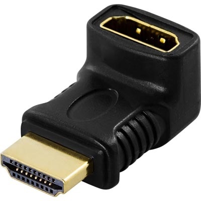Deltaco HDMI kulma-adapteri, uros-naaras, musta