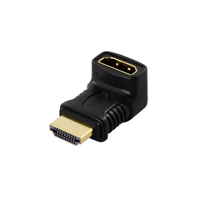Deltaco HDMI-adapteri, 19-pin u-n, kulma, kullatut liitokset