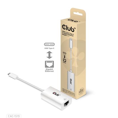 Club 3D Gigabit Ethernet -verkkoadapteri, 3.2 Gen1 USB-C, valkoinen