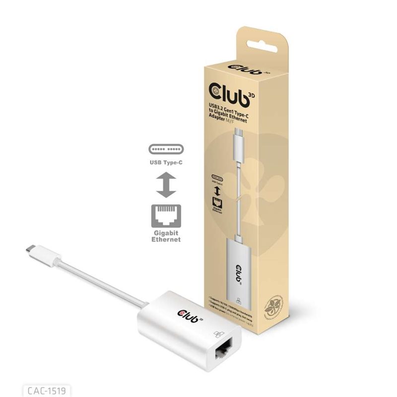 Club 3D 3.2 Gen1 USB-C - Gigabit Ethernet -verkkosovitin