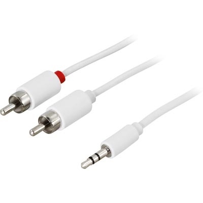Deltaco 3,5mm - 2x RCA -äänikaapeli, uros-uros, 5m, valkoinen