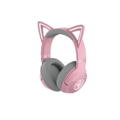 Razer Kraken Kitty V2 BT - Quartz, langattomat pelikuulokkeet mikrofonilla, pinkki/harmaa