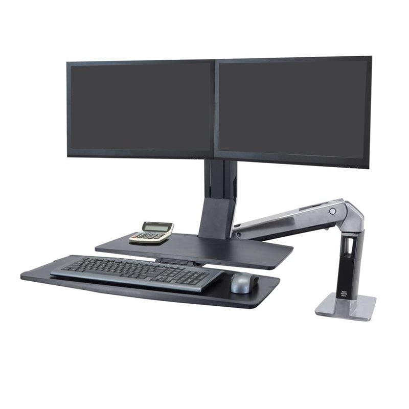 Ergotron ≤24" x2 WorkFit-A Dual Monitor with Worksurface, -pöytäteline kahdelle näytölle ja näppäimistölle