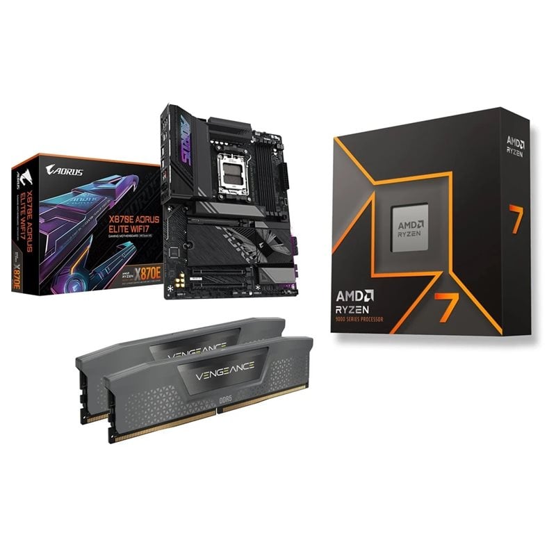 Gigabyte X870E AORUS ELITE WIFI7 + Ryzen 7 9700X + 32GB DDR5 6400MHz (Bundletarjous!)