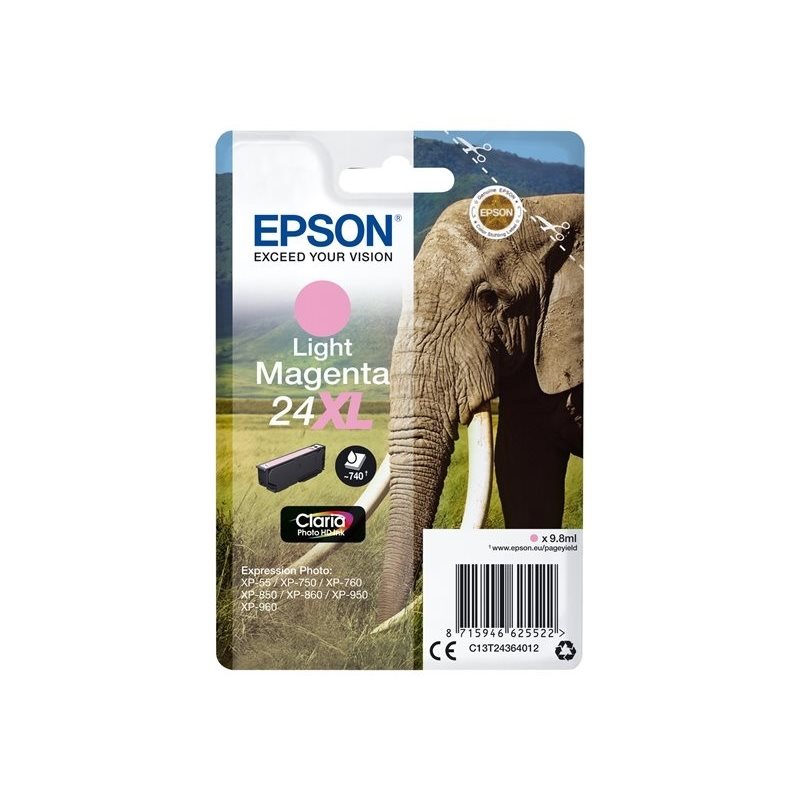 Epson 24XL Claria Photo HD Ink Elephant -väriainekasetti, vaalea magenta