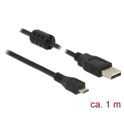 DeLock 2.0 USB-A - Micro-USB -kaapeli, 1m, musta