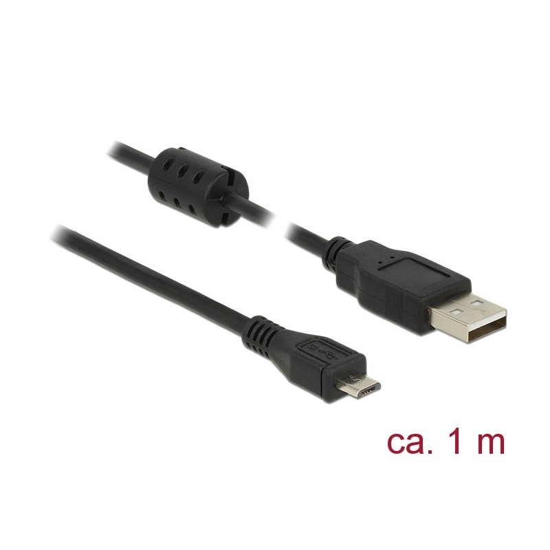 DeLock 2.0 USB-A - Micro-USB -kaapeli, 1m, musta