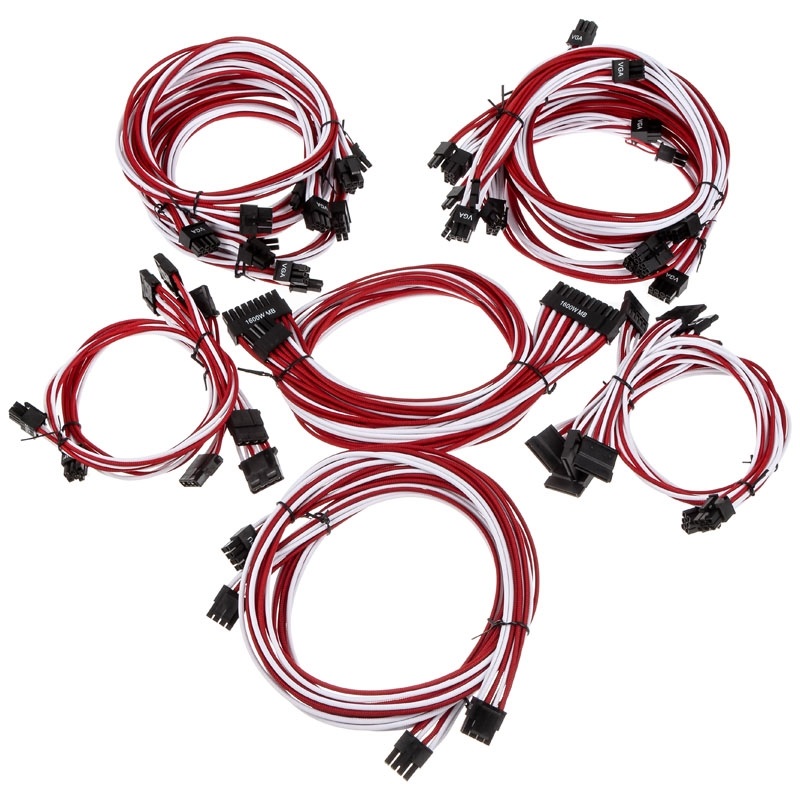 Super Flower Sleeve Cable Kit Pro -kaapelisarja, valkoinen/punainen