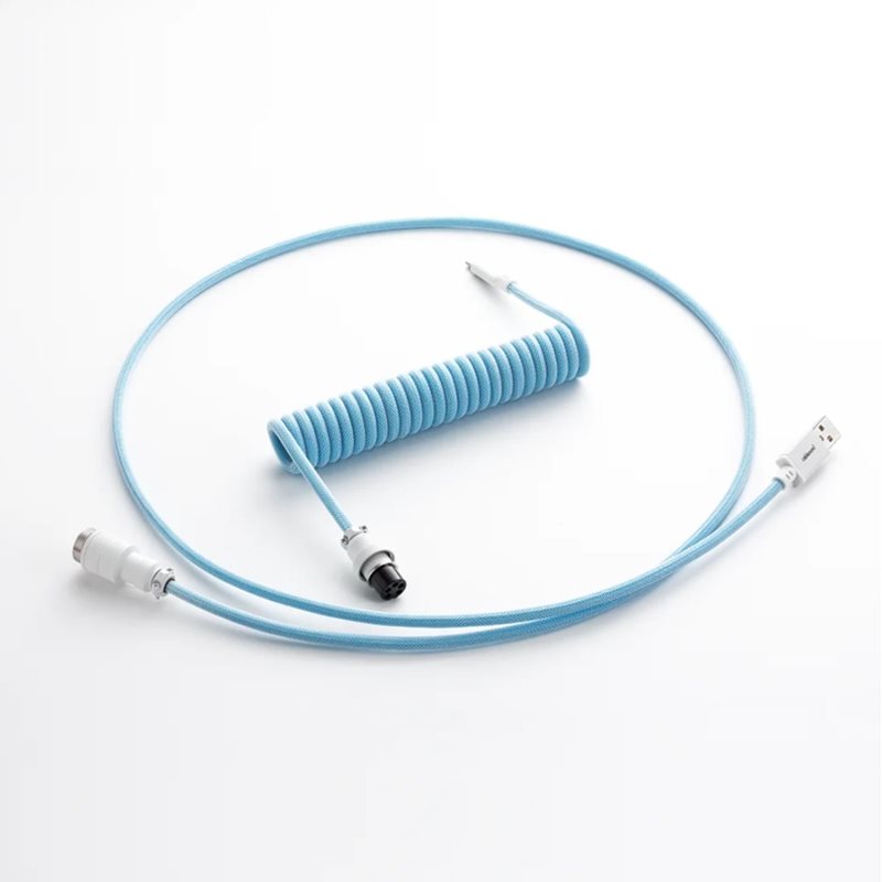 CableMod Pro Coiled Keyboard Cable, USB A -> USB Type C, 150cm, Blueberry Cheesecake