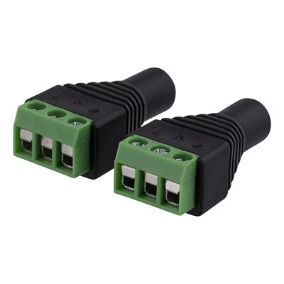 Deltaco 3,5 mm 3-pin naaras -> 3-pinninen riviliitin ruuvilla, 2kpl, musta