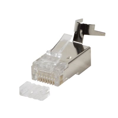Logilink Suojattu FTP Cat7/6A RJ-45-liitin vedonpoistolla, hopea, 10kpl