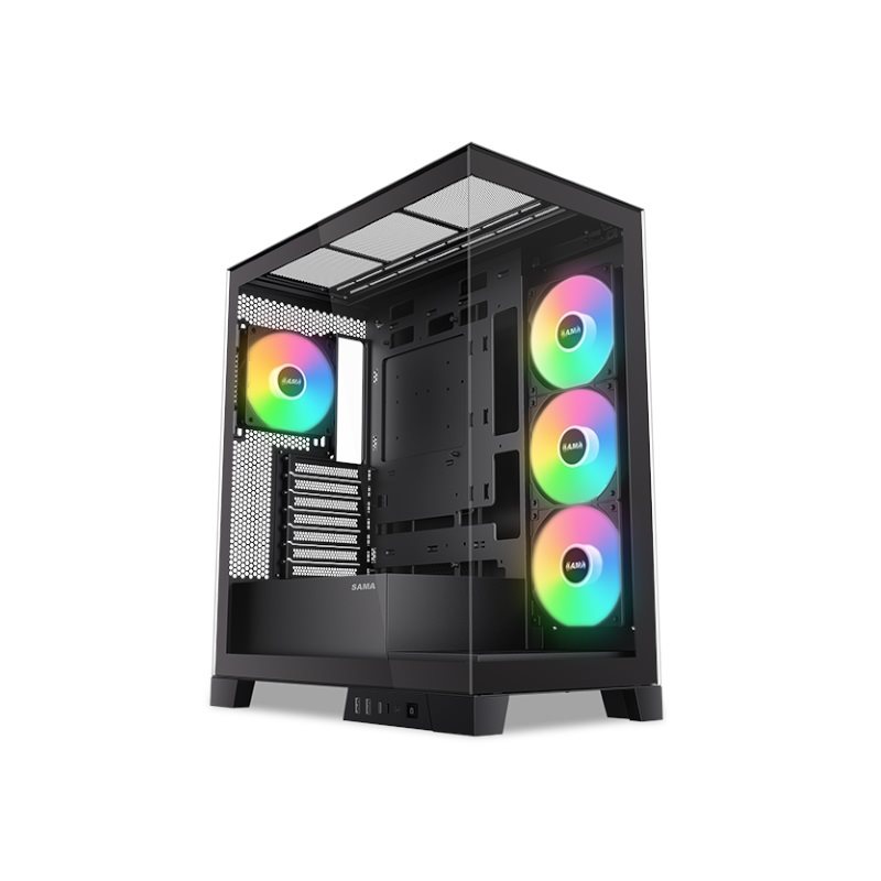 SAMA V50 Black, ikkunallinen miditornikotelo, musta