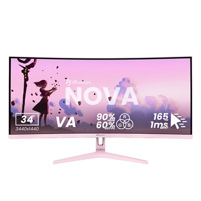 Arozzi 34" Nova VA, 165Hz (OC) UWQHD -pelimonitori, pinkki