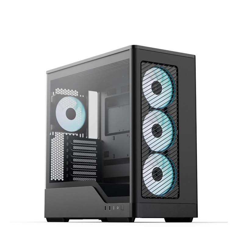 Aerocool D520A Black, ikkunallinen miditornikotelo, musta