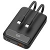 Deltaco 10000 mAh varavirtalähde, 2x kiinteä USB-C-kaapeli + USB-A 22,5W + USB-C PD 20W, musta