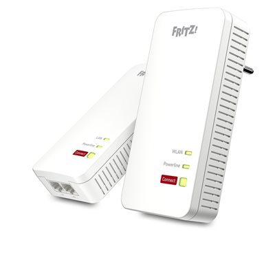 FRITZ! Powerline 1240 AX WLAN Set, Gigabit Powerline ja Wi‑Fi 6 -powerline-sovitinsarja, valkoinen