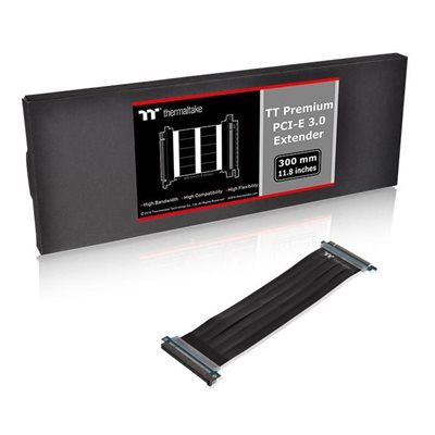 Thermaltake TT Premium PCI-E 3.0 Extender, riser cable, 300mm, musta