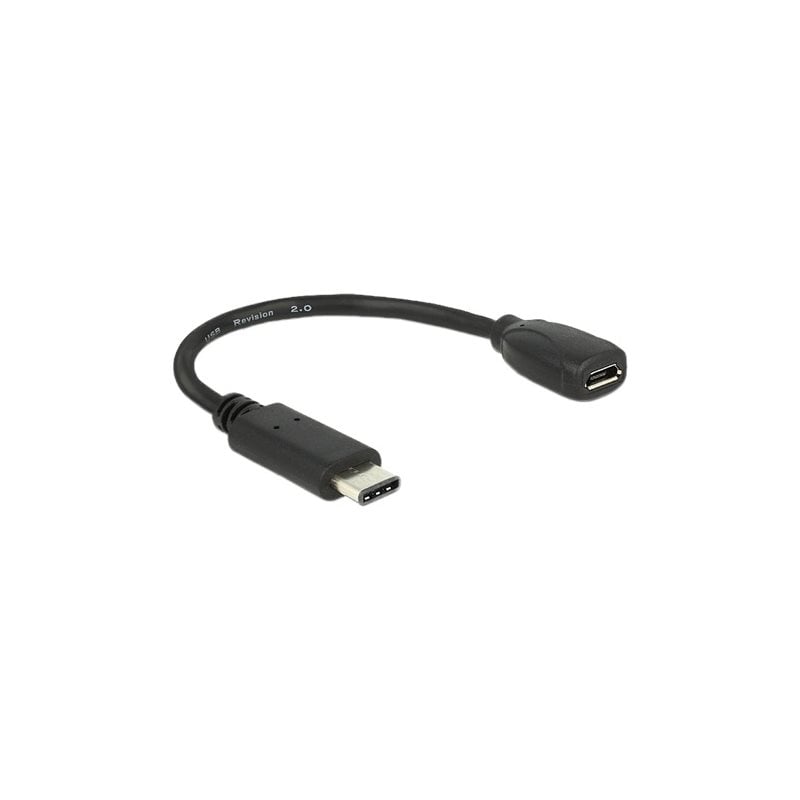 DeLock USB 2.0 USB-C uros - Micro-B naaras -adapteri, 0,15m, musta