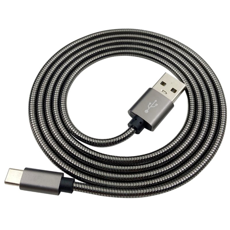 ProXtend 2.0 USB-A - USB-C -kaapeli, 3A, metallipunottu, 2m, harmaa