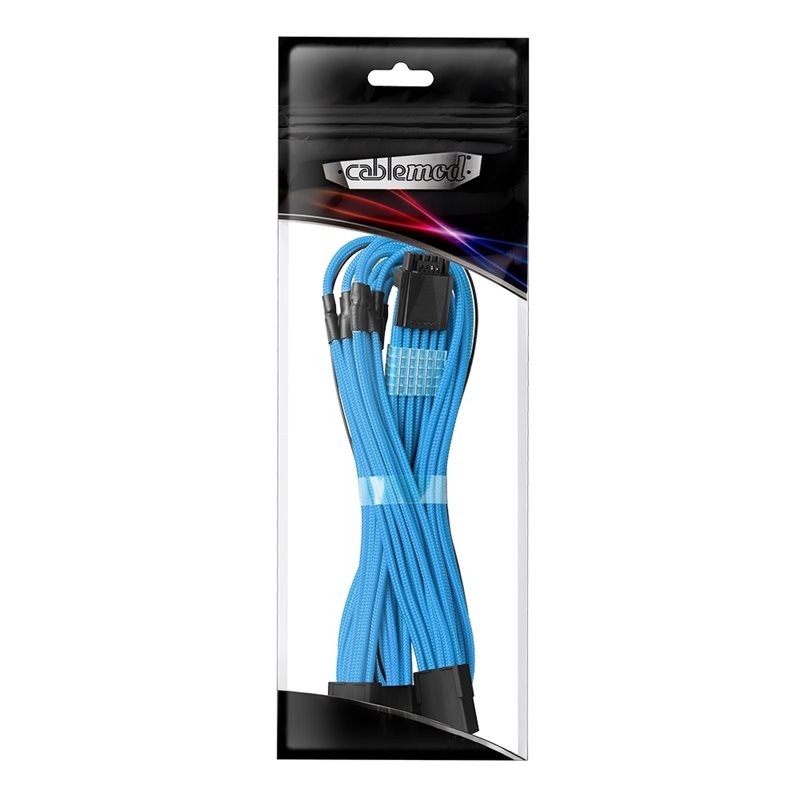 CableMod Pro ModMesh 12VHPWR PCI-e Extension (Light Blue, 16-pin to Triple 8-pin, 45cm)